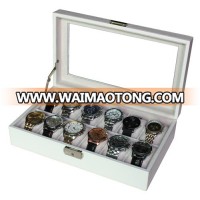 Sonny High End Custom White Leather Watch Box for 12 watches storage