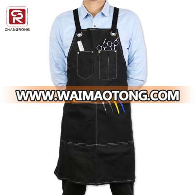 High quality waxed canvas work barber apron with cross back straps