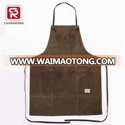 guangzhou manufacturer custom waxed canvas apron with adjustable leather straps