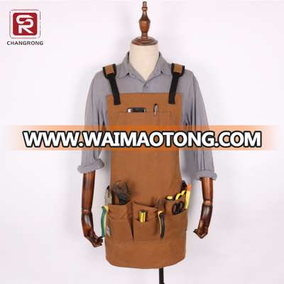 High quality bib waxed canvas work tool apron with multifunction pockets