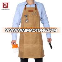 Men water resistant hairdresser barber apron with leather straps