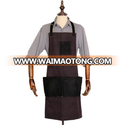 Custom brown waxed canvas work apron for men