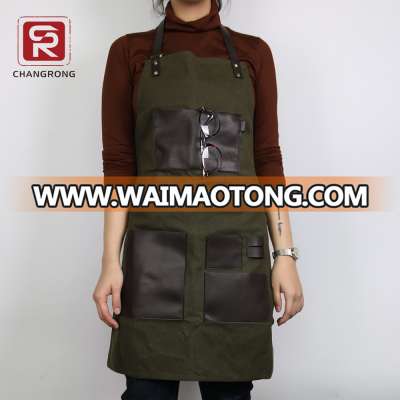 Craft waxed canvas bbq apron leather straps for women