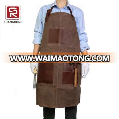 Heavy duty waxed canvas leather carpenter apron for sale