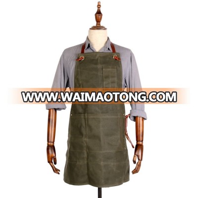 Heavy duty water resistant waxed canvas work apron for men