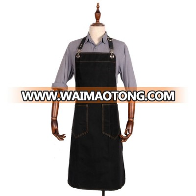 premium quality black waxed canvas barber tool apron custom logo unisex