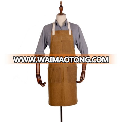 Durable custom brown waxed canvas mens work apron