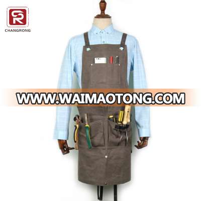 Heavy duty waxed canvas work apron adjustable for women wholesale