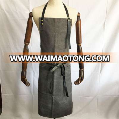 Hot Sale Canvas Bistro Aprons With Leather Straps