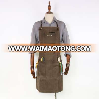 High quality heavy duty waxed canvas tool apron for men