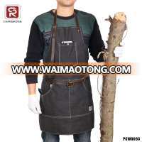 Adjustable woodworking apron waxed canvas and genuine leather trim