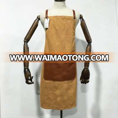 Custom Heavy Duty Canvas Apron With Leather Trim