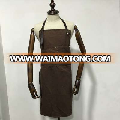 custom canvas bar apron with genuine leather strap