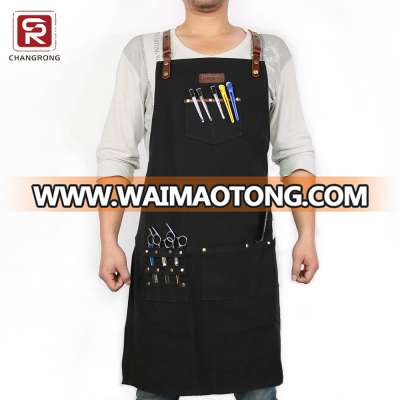 Personalized waterproof canvas barber aprons with leather straps