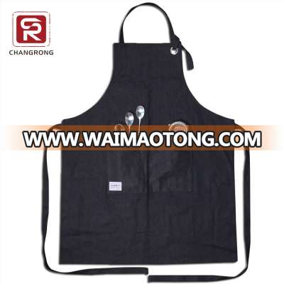 Plain black color denim bistro aprons wholesale