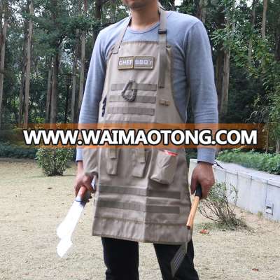 Factory custom tactical bbq apron for men with tool pockets wholesale