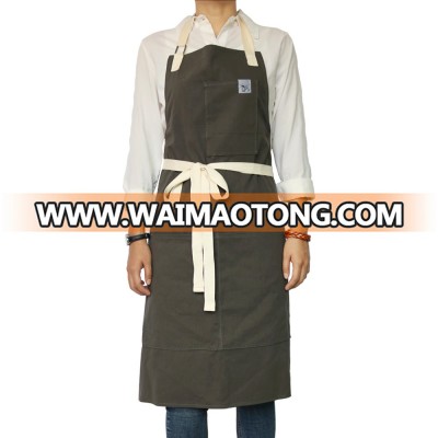 High quality 100% cotton work apron restaurant with cotton webbing straps for women and men