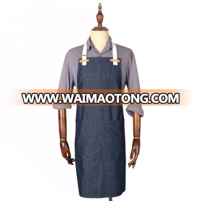 hand crafted heavy duty navy blue ladies chef kitchen aprons with cotton strap