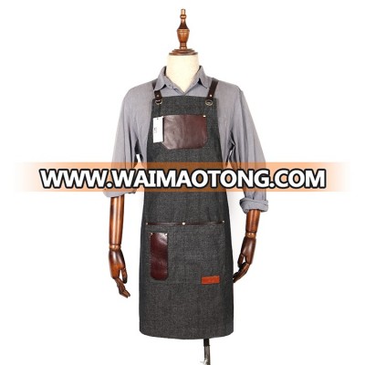 premium quality barber denim cross back apron for men