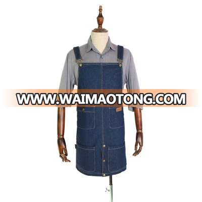 Custom washed kitchen denim apron for women