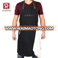 Custom mens black denim workshop apron with pockets