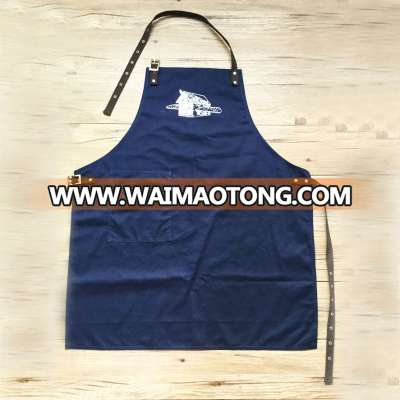 Custom High Qaulity Washable Cotton Uniform Blue Apron