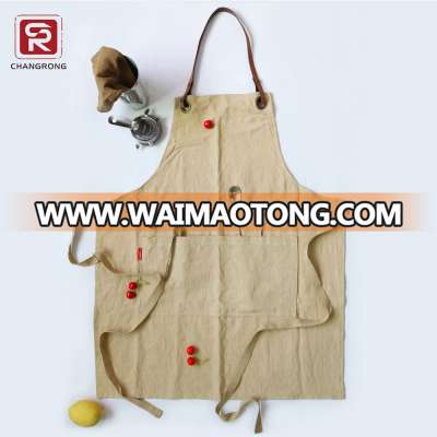 Amazon best seller Beige chef kitchen linen apron custom logo