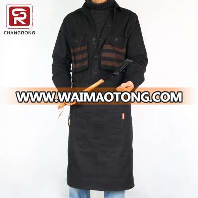 Prefessional manufacturer black grilling kitchen cotton half waist apron for men