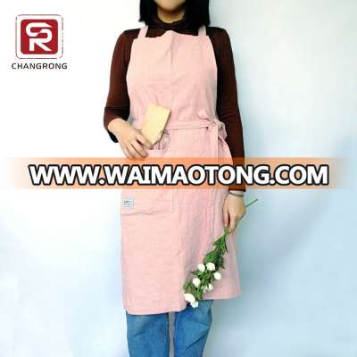 Cutsom Pink kitchen linen bib aprons for women