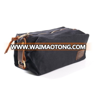 High quality mens waxed canvas dopp kit for travel