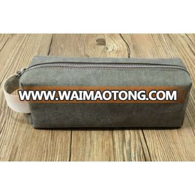 Factory Custom Canvas Mens Wash Bag With Leather Handle