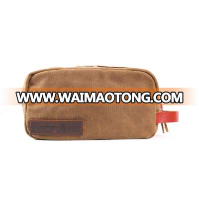 Vintage durable waxed canvas travel canvas comestic bag for men