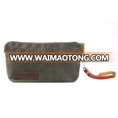 Vintage waxed canvas toiletry bag zipper pouch for men