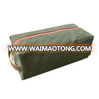 well-crafted custom water resistant men waxed canvas dopp kit with leather trim