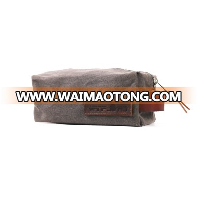 Custom waxed canvas toiletry bags for men