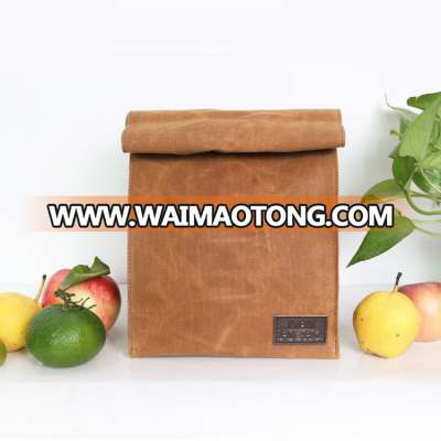 customized waxed canvas lunch bag for food unisex vintage