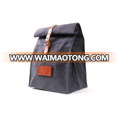 Custom waxed canvas insulated lunch bag for men