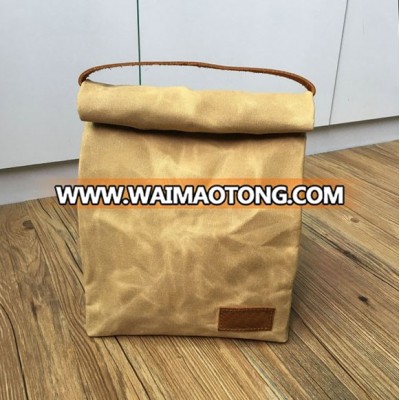 manufacturer custom canvas lunch bag with leather handle