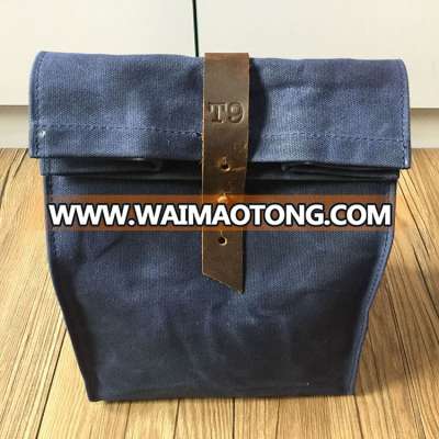 hot sale custom waxed canvas lunch tote bag