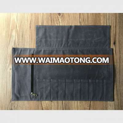 hot sale custom waxed canvas roll bag with leather belt