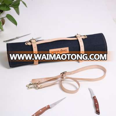 Hand made chef tool roll knife bag with leather