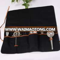 customized black roll up bartender tool bags with leather straps