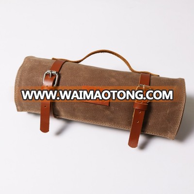 High quality waxed canvas knife roll personalized bag for chef