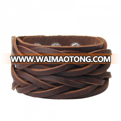 Customized engraved mens leather wrap bracelet gift