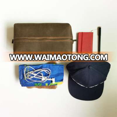 Custom Vintage Leather Pouch With Metal Zipper Wholesale