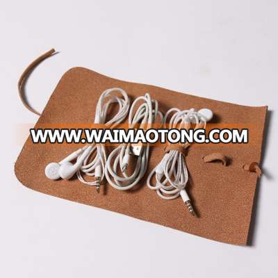 custom leather cord wrap earbud organiser for earphone