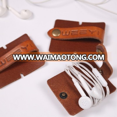 Handmake travel leather earphone organizer