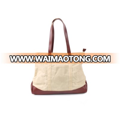 Hand crafted canvas leather tote bag for women