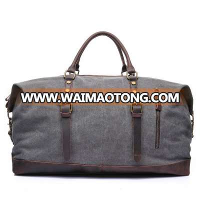 Premium quality vintage canvas travel duffel bag with leather straps