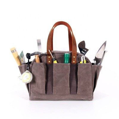 Changrong Custom Large Capacity Vintage Heavy Duty Waxed Canvas Mechanic Garden Tool Tote Bag